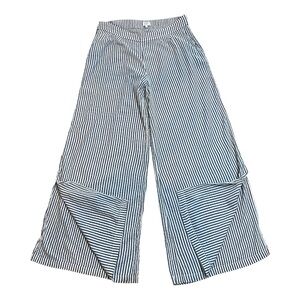 Crown & Ivy Womens Blue White Striped Wide-Leg Pants, Size 8.